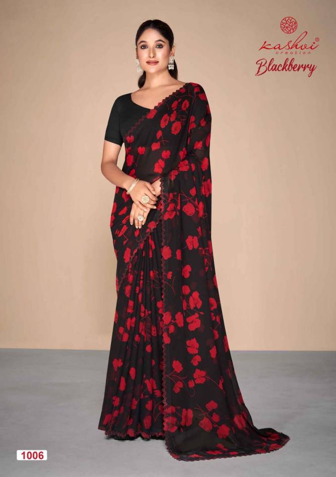 Blackberry By Kashvi Printed Pure Georgette Sarees Wholesale Price In Surat